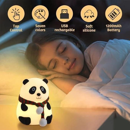 Adorable Panda Night Light for Kids – Soft Silicone LED Bedside Lamp